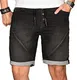 Sublevel Herren Jeans Short Kurze Hose Bermuda Sommer Sweathose Slim Mix [B246 - Schwarz - W32]