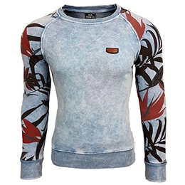 Herren Sweatshirt Longsleeve Pullover Langarmshirt Pulli RN-9597-Y
