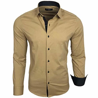 Baxboy Herren-Hemd Langarm Business Freizeit Hochzeit Bügelleicht Slim-Fit Anzug Kentkragen Hemd (B-500) Beige Baxboy Herren-Hemd Langarm Business Freizeit Hochzeit Bügelleicht Slim-Fit Anzug Kentkragen Hemd (B-500) Beige