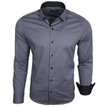 Baxboy Herren-Hemd Langarm Business Freizeit Hochzeit Bügelleicht Slim-Fit Anzug Kentkragen Hemd (B-500) Anthrazit (B-500)