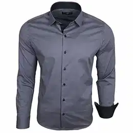 Herren-Hemd Langarm/Business Freizeit Hochzeit/Bügelleicht/Slim-Fit/Anzug Kentkragen Hemd B-500, Farbe:Anthrazit, Größen:M