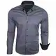 Baxboy Herren-Hemd Langarm/Business Freizeit Hochzeit/Bügelleicht/Slim-Fit/Anzug Kentkragen Hemd B-500, Farbe:Anthrazit, Größen:M