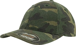Unisex Garment Washed Kappen, Green Camo, S/M