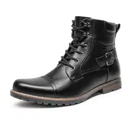 Herren Schnürstiefel Leder Klassische Stiefel Motorrad Boots Schwarz Größe 10 M US / 43.5 EU Philly-3
