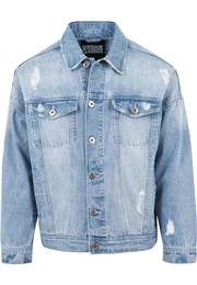Herren Ripped Denim Jacket, Blau (Bleached 00014), M