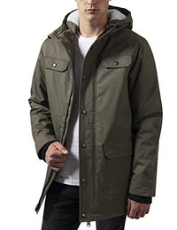 Herren Heavy Cotton Parka Jacke, Olive, S EU