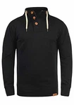!Solid TripTroyer Herren Sweatshirt Pullover Troyer Pulli Mit Stehkragen Und Knopfverschluss Black