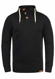 !Solid TripTroyer Herren Sweatshirt Pullover Troyer Pulli Mit Stehkragen Und Knopfverschluss Black