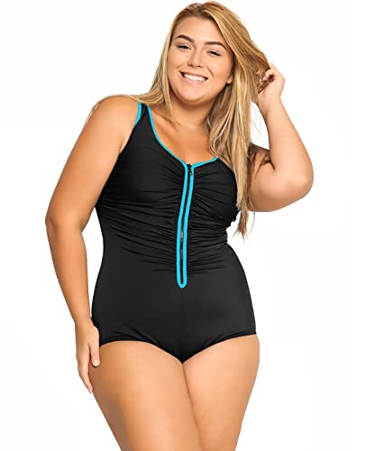 Feoya Langarm Badeanzug Damen – UPF 50+, Mit Frontreißverschluss & Integriertem BH – Für Surf, Schwimmen & Wassersport