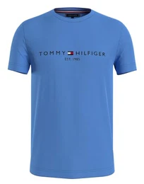 Herren T-Shirt Kurzarm Tommy Logo Tee Rundhalsausschnitt, Blau (Blue Spell), M