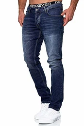 Jeans Herren Slim Fit Stretch Jeanshose Designer Hose Denim 9148-2100 (32-32, 503-3 Dunkelblau)