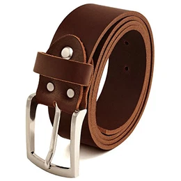® Gürtel Herren Ledergürtel aus Büffelleder für Männer Jeans Echtleder Braun 38mm breit kürzbar #Br007-02 (Bundweite 115cm)