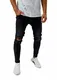 Burocs Herren Destroyed Jeans Slim Fit Skinny Stretch Denim Schwarz BR1512, Farbe:Schwarz, Hosengröße:W31 L32