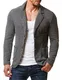 Burocs Herren Sakko Blazer Meliert Sportlich Slim Fit Schwarz Grau BR1685, Größe:L, Farbe:Grau