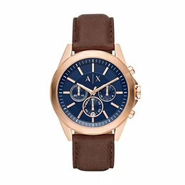 Herren Chronograph Quarz Uhr mit Leder Armband AX2626