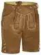 Herren Trachten Kurz Lederhose mit Träger (48 Hellbraun)