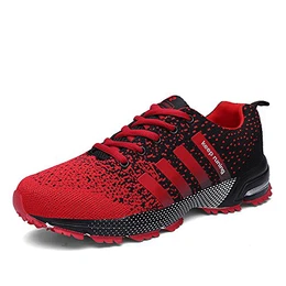 SOLLOMENSI Sportschuhe Damen Laufschuhe Retwin Turnschuhe Joggingschuhe Straßenlaufschuhe Sneaker Schuhe mit Snake Optik 35 EU Rot