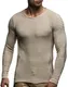 Leif Nelson Herren dünner Strick-Pullover Rundhals-Ausschnitt Slim Fit Winter Sommer Moderner Männer Winterpullover Wollpullover Langarm Crew Neck Feinstrick 20705 Beige Medium