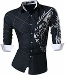 jeansian Herren Freizeit Hemden Shirt Tops Mode Langarmshirts Slim Fit Navy