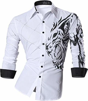 jeansian Herren Freizeit Hemden Shirt Tops Mode Langarmshirts Slim Fit Weiß jeansian Herren Freizeit Hemden Shirt Tops Mode Langarmshirts Slim Fit Weiß