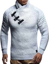 Herren Strickpullover LN5225, ecru-grau, M