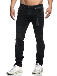 Herren Denim Biker-Jeans im Destroyed Look Slim Fit 16517 schwarz-32/32