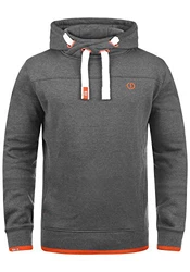 !Solid Benjamin Hood Herren Kapuzenpullover Hoodie Pullover Mit Kapuze Cross-Over-Kragen Und Fleece-Innenseite Grey Melange