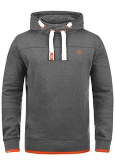 !Solid Benjamin Hood Herren Kapuzenpullover Hoodie Pullover Mit Kapuze Cross-Over-Kragen Und Fleece-Innenseite Grey Melange