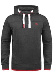 !Solid Benjamin Hood Herren Kapuzenpullover Hoodie Pullover Mit Kapuze Cross-Over-Kragen Und Fleece-Innenseite Med Grey