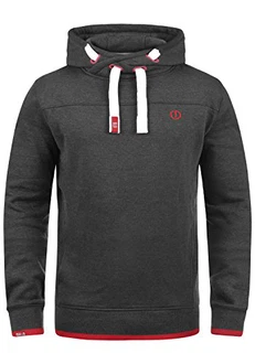 !Solid Benjamin Hood Herren Kapuzenpullover Hoodie Pullover Mit Kapuze Cross-Over-Kragen Und Fleece-Innenseite Med Grey