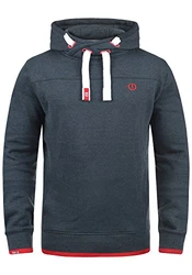 !Solid Benjamin Hood Herren Kapuzenpullover Hoodie Pullover Mit Kapuze Cross-Over-Kragen Und Fleece-Innenseite Insignia Blue Melange