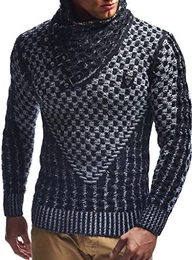 Herren Strickpullover Schwarz mit Schalkragen/Hochwertiger Winterpullover in Regular Fit, ideal für Casual und Business, Langarm Größe 4XL