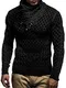 Leif Nelson Herren Strickpullover Schwarz mit Schalkragen/Hochwertiger Winterpullover in Regular Fit, ideal für Casual und Business, Langarm Größe M