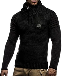 Leif Nelson Herren Strickpullover Schalkragen LN5235 Schwarz/Anthrazit (5235)