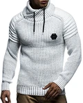 Leif Nelson Herren Strickpullover Schalkragen LN5235 Ecru/Grau (5235)