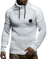 Leif Nelson Herren Strickpullover Schalkragen LN5235 Ecru/Grau (5235)