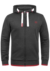 !Solid BenjaminZip Herren Sweatjacke Kapuzenjacke Hoodie Mit Kapuze Reißverschluss Und Fleece-Innenseite Grau