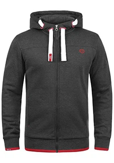 !Solid BenjaminZip Herren Sweatjacke Kapuzenjacke Hoodie Mit Kapuze Reißverschluss Und Fleece-Innenseite Grau