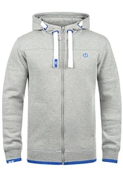 !Solid BenjaminZip Herren Sweatjacke Kapuzenjacke Hoodie Mit Kapuze Reißverschluss Und Fleece-Innenseite Light Grey Melange