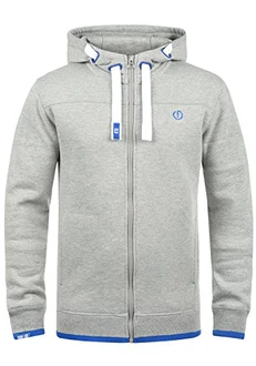 !Solid BenjaminZip Herren Sweatjacke Kapuzenjacke Hoodie Mit Kapuze Reißverschluss Und Fleece-Innenseite Light Grey Melange