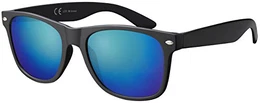 Sonnenbrille La Optica UV 400 CAT 3 CE Damen Herren Nerd - Einzelpack Matt Schwarz (Gläser: Grün Verspiegelt)