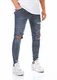 Burocs Herren Destroyed Jeans Skinny Fit Stretch Dunkelblau Blau Schwarz BR1512, Farbe:Blau, Hosengröße:W32 L32