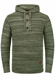 !Solid Melker Herren Strickpullover Kapuzenpullover Feinstrick Pullover Mit Kapuze Und Melierung Aus 100% Baumwolle, Größe:M, Farbe:Duffel Bag Green (3590)