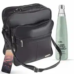Herren Arbeitstasche Handwerker Schwarz Umhängetasche Handwerkertasche - Reisetasche Leder Optik Businesstasche Flugtasche Schultertasche Flugbegleiter, Hochformat, XXL