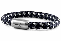 Armband Segeltau Makrele Marineblau Silbergrau - Handgemacht im Geschenkkarton I Maritim & Wasserfest, 19.0