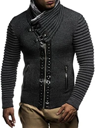 Herren Strickjacke Schalkragen Slim Fit Winter-Freizeit-Jacke Sommer Moderne Männer Pulli Grobstrick Sweatjacke Langarm Herren schwarzer Hoodie-Pullover 5165 Anthrazit-Schwarz Medium
