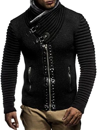 Herren Strickjacke (Schwarz, Größe M) mit Reißverschluss Regular Fit, Männer Cardigan Langarm Design, ideal für Casual und Business-Looks