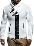 Leif Nelson Herren Strickjacke Schalkragen Slim Fit  Schwarz/Ecru/Grau (5165)
