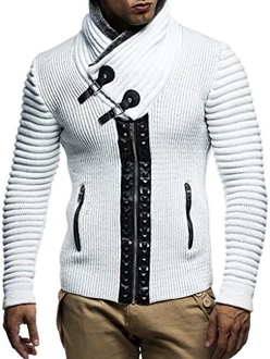 Leif Nelson Herren Strickjacke Schalkragen Slim Fit Schwarz/Ecru/Grau (5165) Leif Nelson Herren Strickjacke Schalkragen Slim Fit Schwarz/Ecru/Grau (5165)