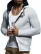Leif Nelson Herren Kapuzenpullover Strickjacke Hoodie Pullover mit Kapuze Sweatjacke Sweater Zipper Sweatshirt LN7055; Größe M, Ecru-Grau